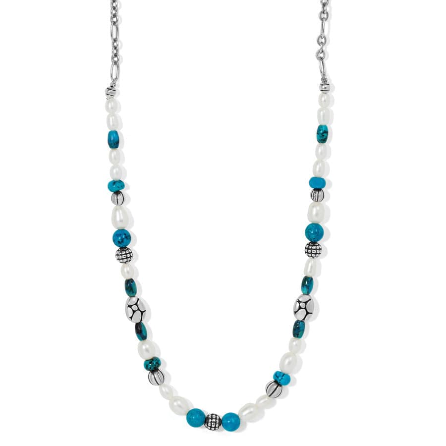 Pebble Turquoise And Pearl Necklace silver-turquoise 1