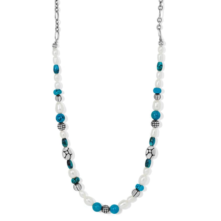 Pebble Turquoise And Pearl Necklace silver-turquoise 1