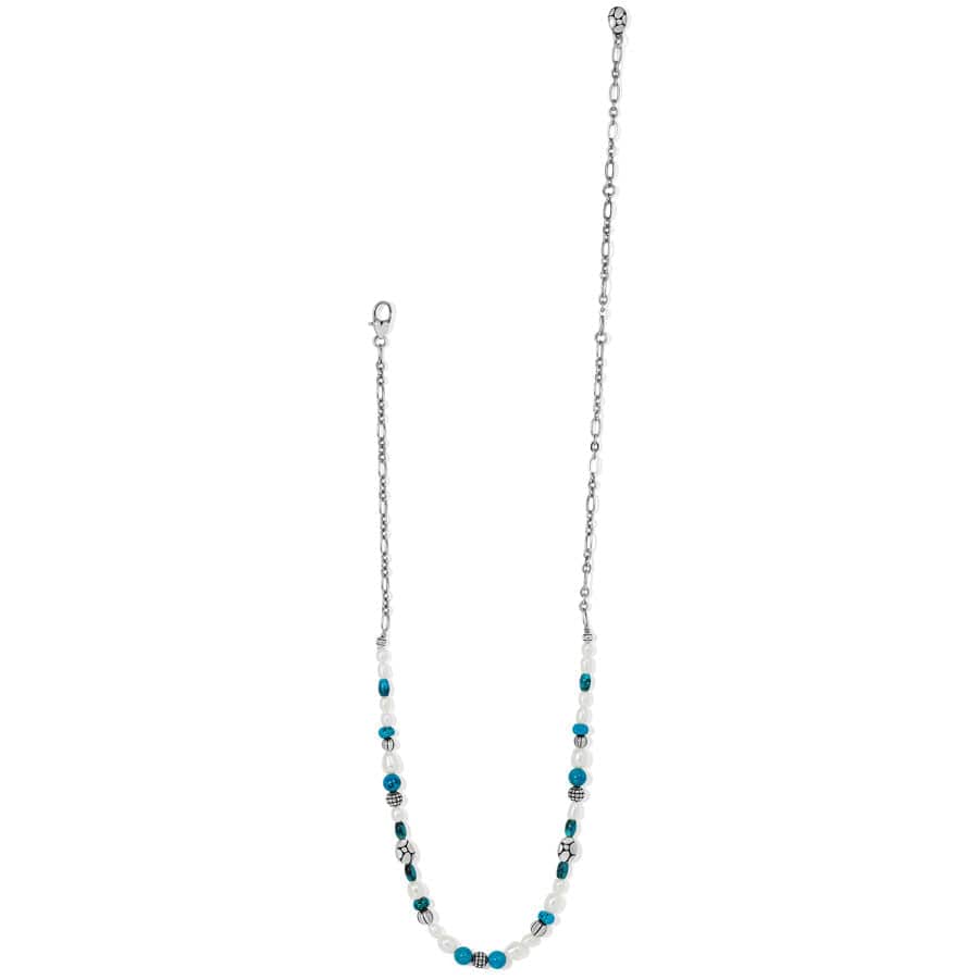 Pebble Turquoise And Pearl Necklace silver-turquoise 2