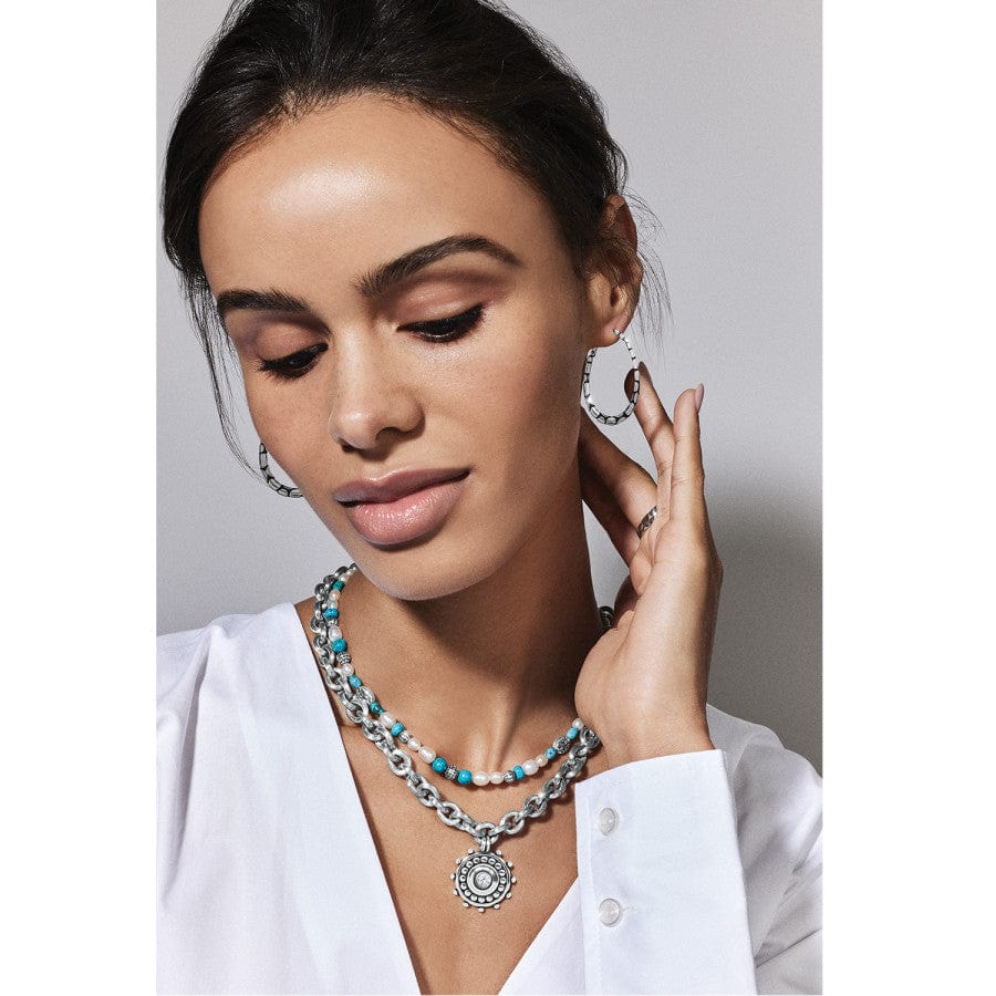 Pebble Turquoise And Pearl Necklace silver-turquoise 3