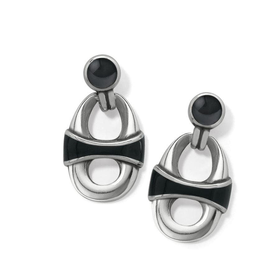Portofino Link Drop Post Earrings silver-black 3