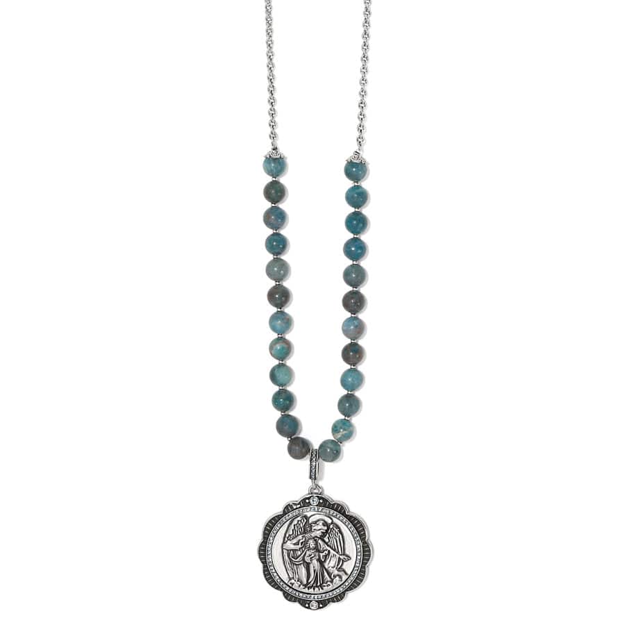 Protection Angel Medallion Necklace silver-blue 1