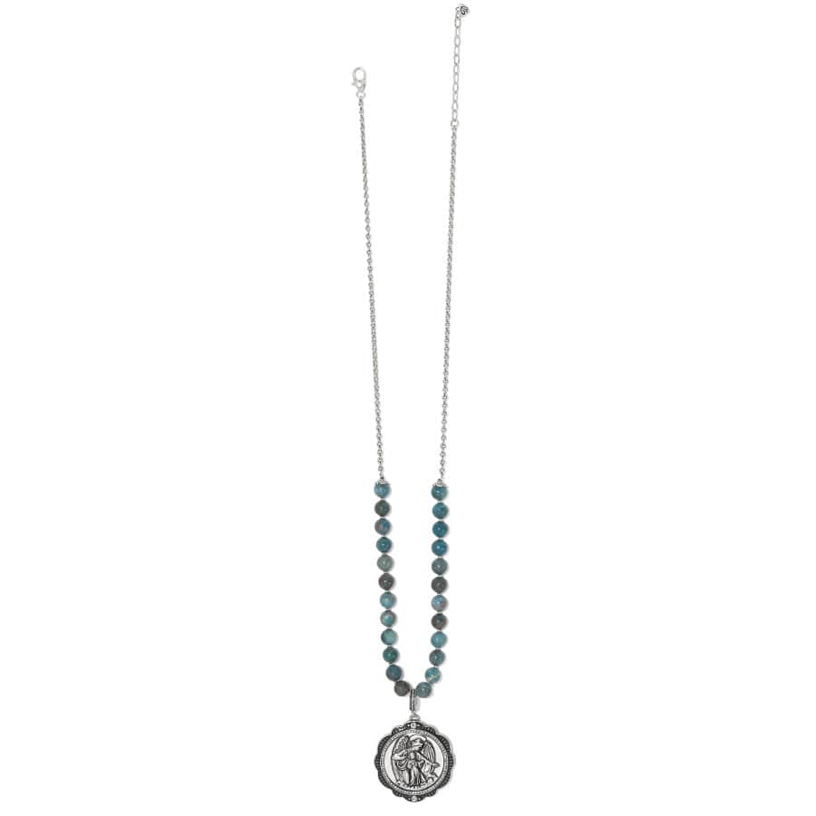 Protection Angel Medallion Necklace silver-blue 3