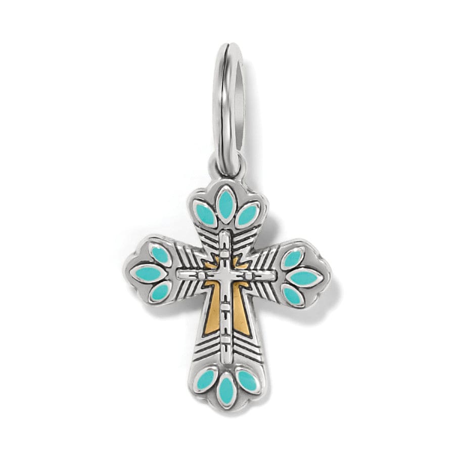 Pueblo Cross Charm silver-blue 1