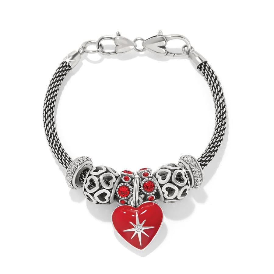 Red Heart Charm Bracelet silver-red 1