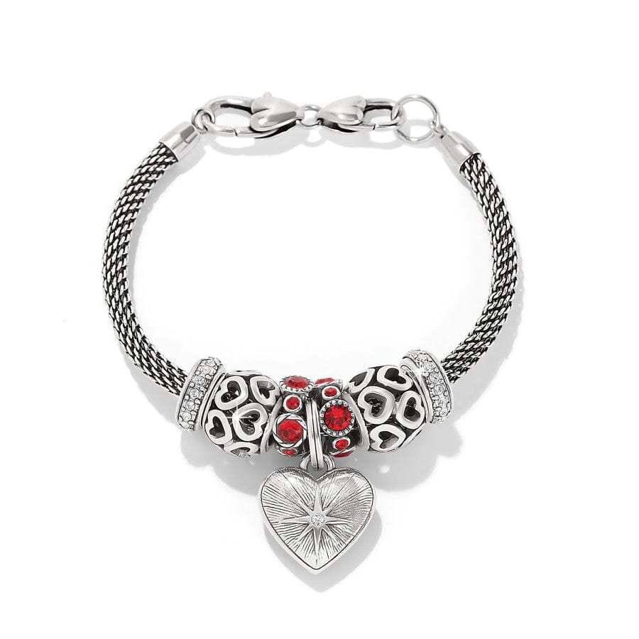 Red Heart Charm Bracelet silver-red 2