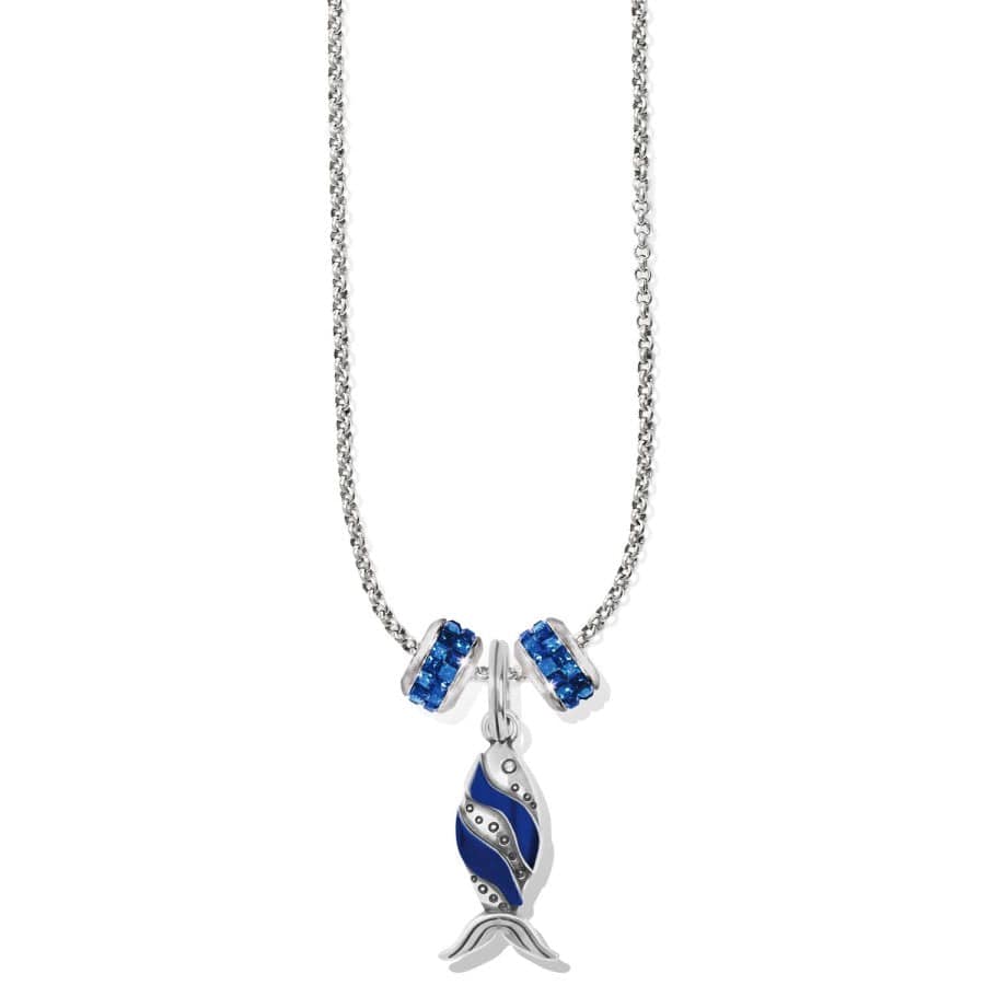 Retro Fish Charm Necklace silver-blue 1