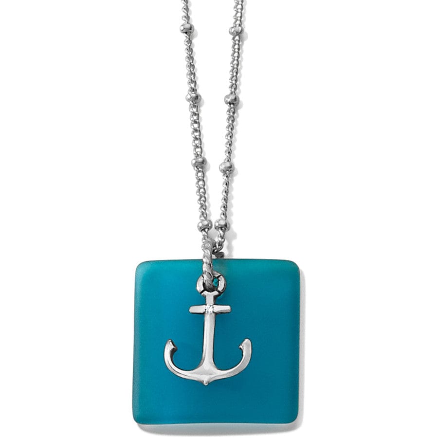 Sea Shore Anchor Glass Necklace silver-blue 1