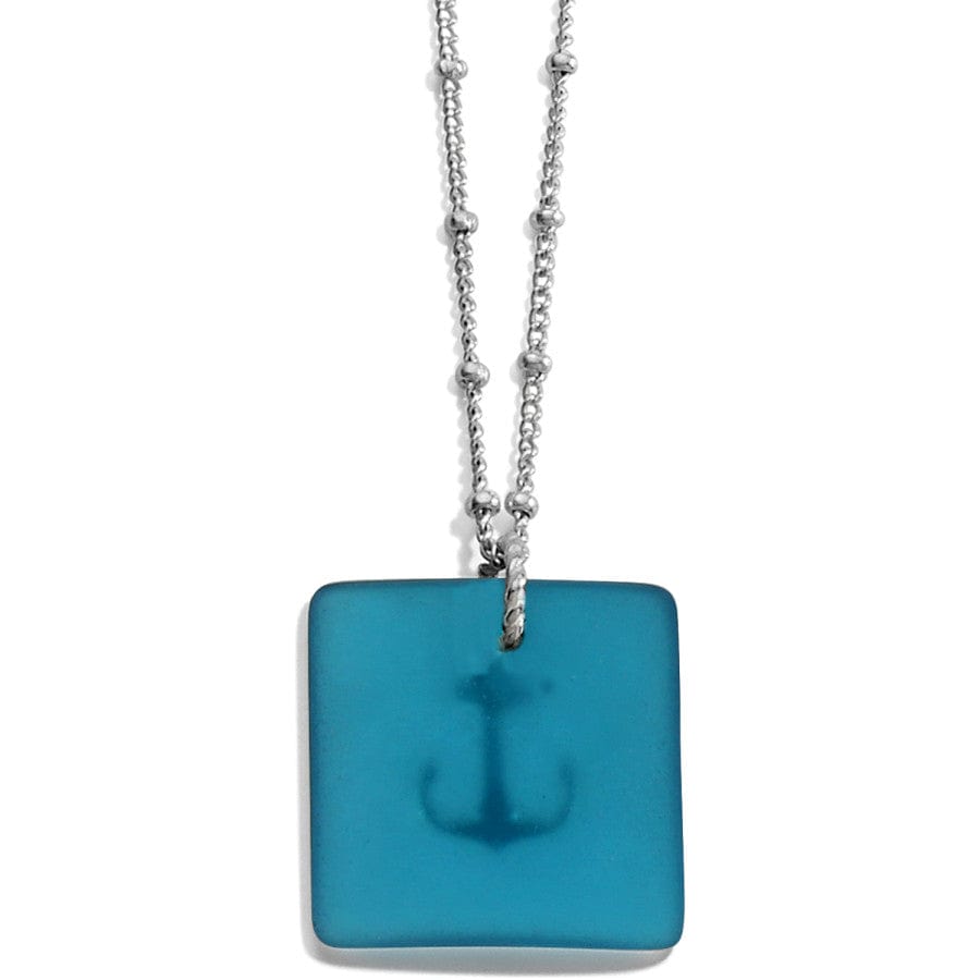 Sea Shore Anchor Glass Necklace silver-blue 2