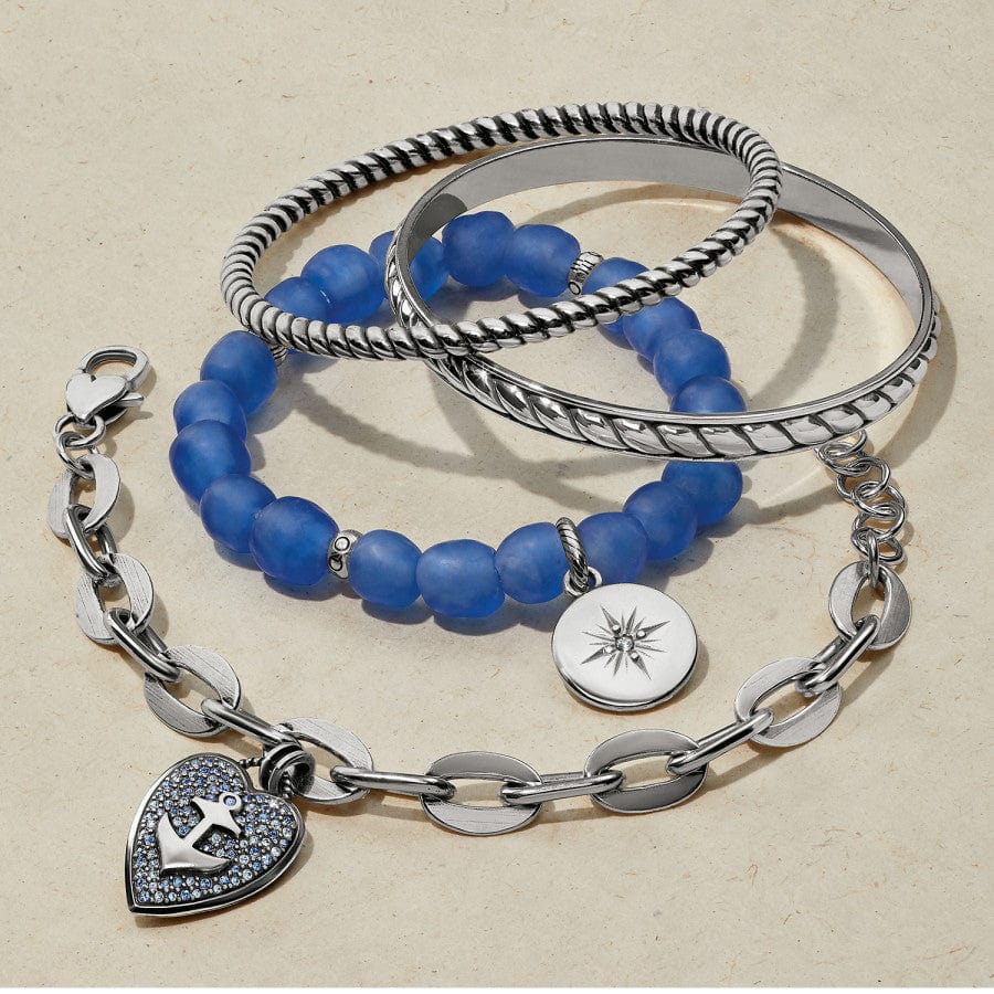 Sea Shore Compass Stretch Bracelet silver-blue 3