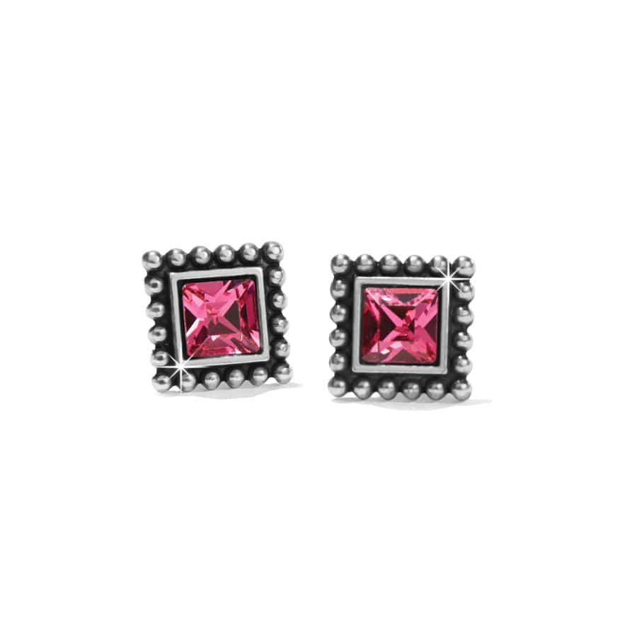 Sparkle Square Mini Post Earrings silver-pink 2