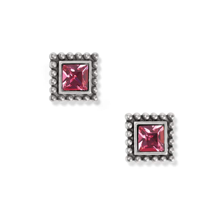 Sparkle Square Mini Post Earrings silver-pink 3