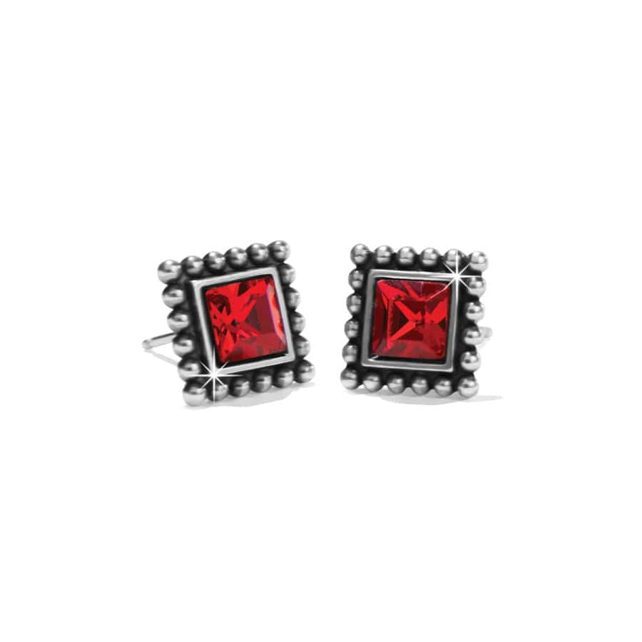 Sparkle Square Mini Post Earrings silver-red 1