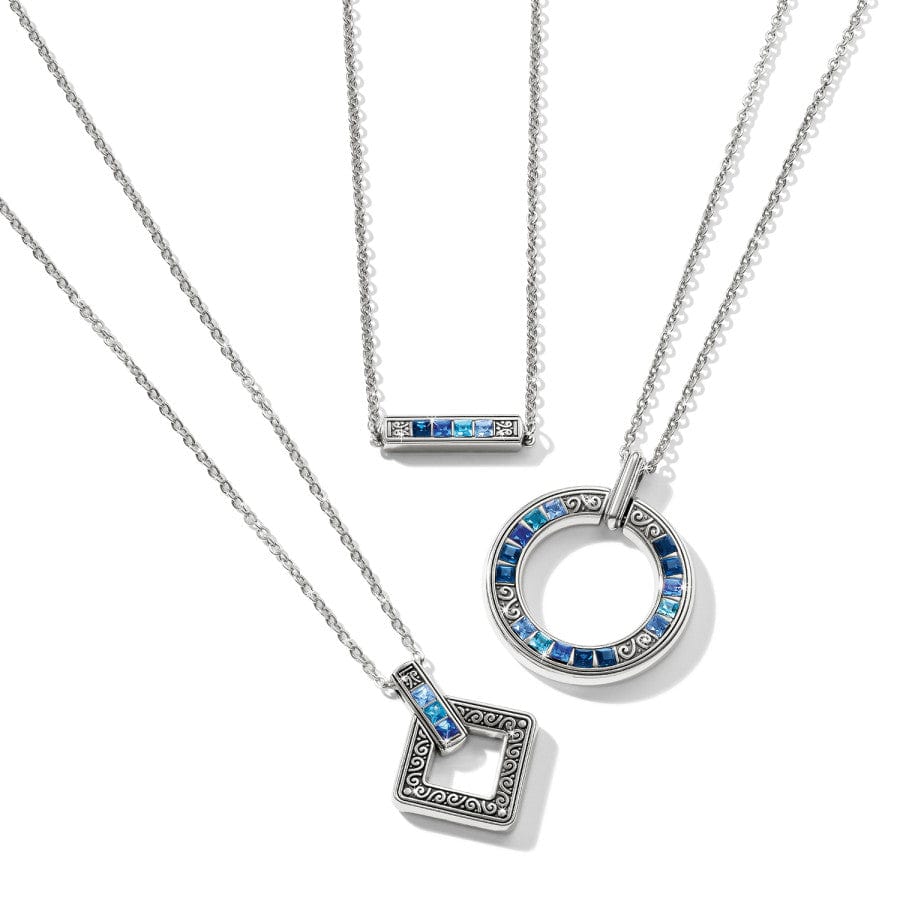 Spectrum Light Square Necklace silver-blues 3