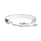 Back view of Silver bangle Terra Bar Bracelet bracelet with blue cloisonne enamel insets, presented on a plain white background. It features a safety chain attached to a clasp.