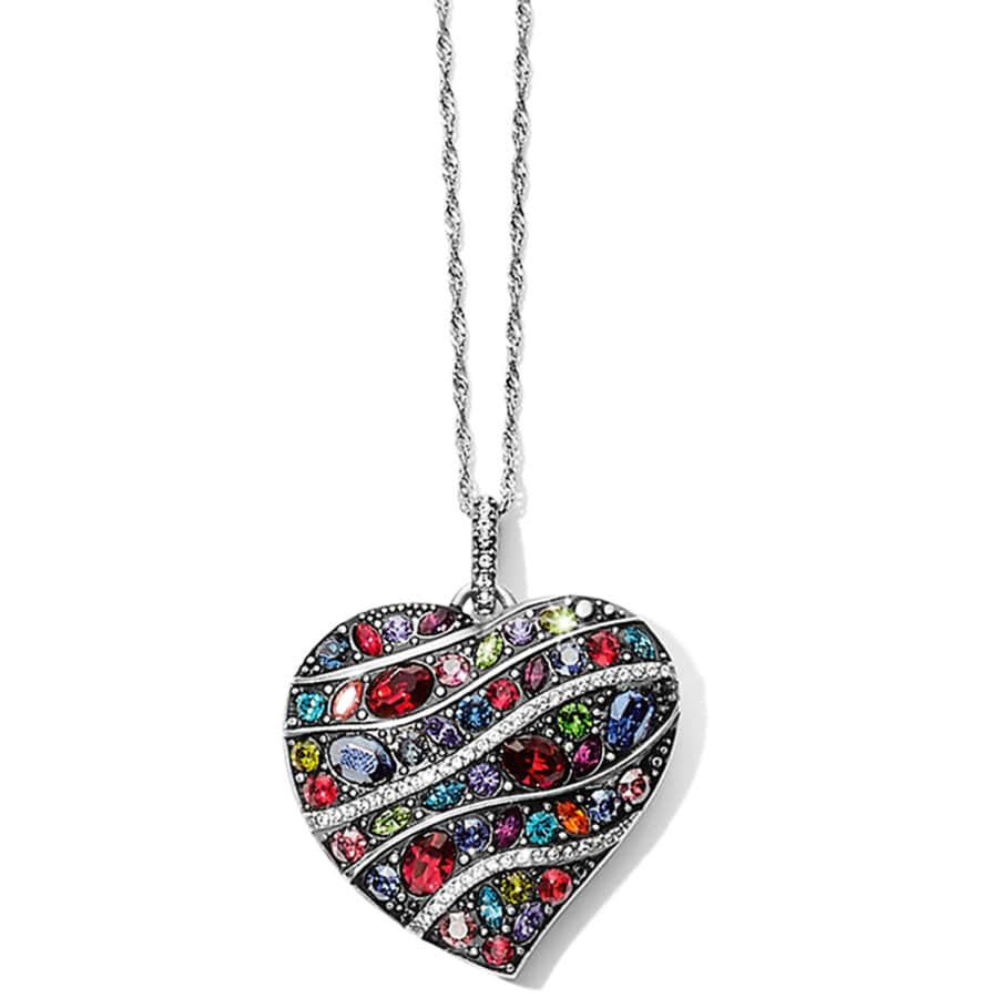 Trust Your Journey Convertible Reversible Large Heart Necklace silver-multi 1