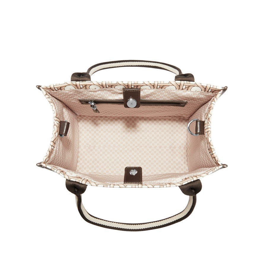 Inside view of Woven Hearts Canvas Carry All, showing the spacious compartment and fabric lining