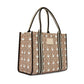 Side view of Woven Hearts Canvas Carry All, featuring the heart-patterned canvas and sturdy handles